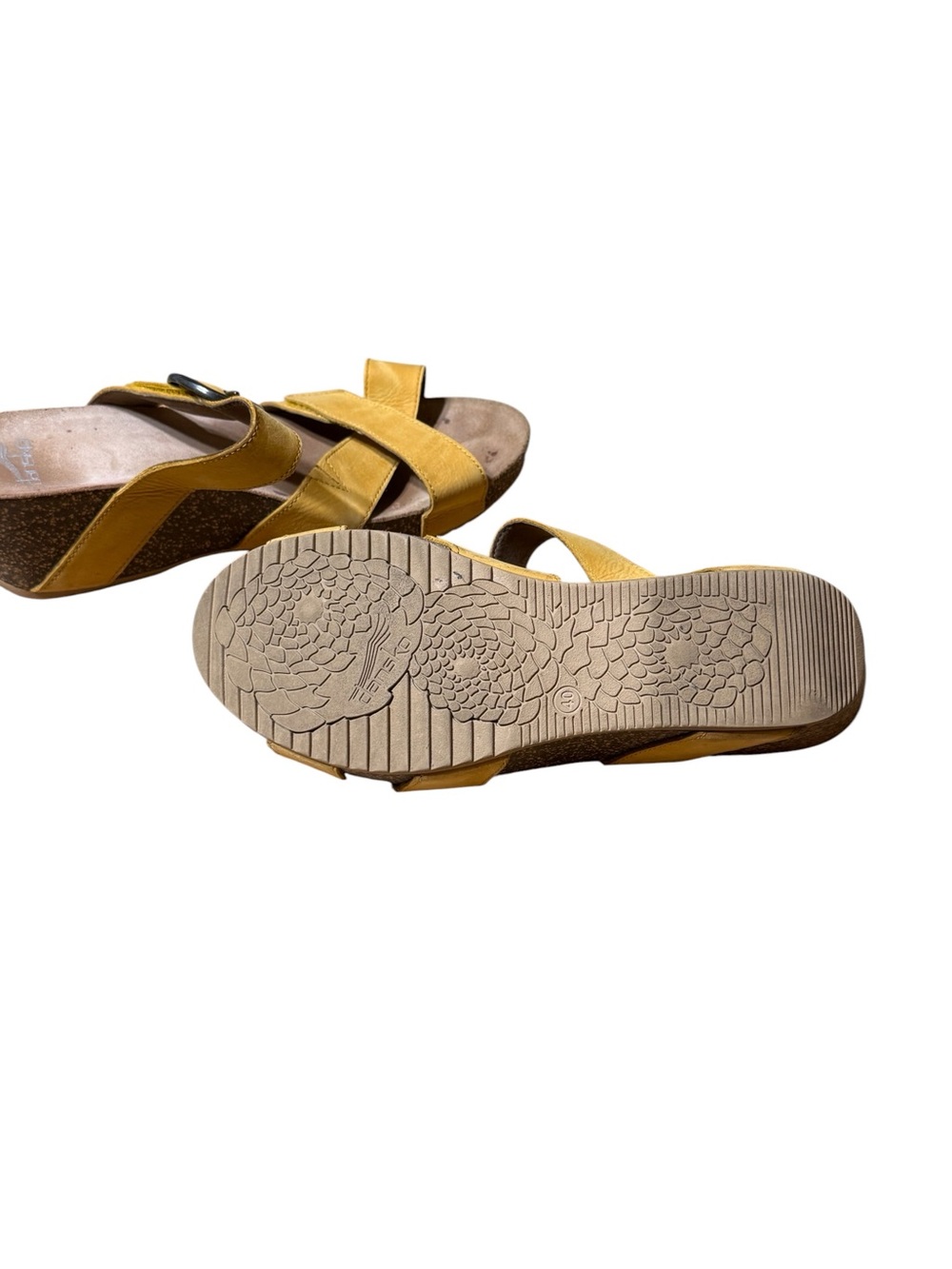 Dansko Susie Mango Yellow Nubuck Leather Wedge Sandals Women's Size 40 US 9.5-10 - Picture 6 of 7